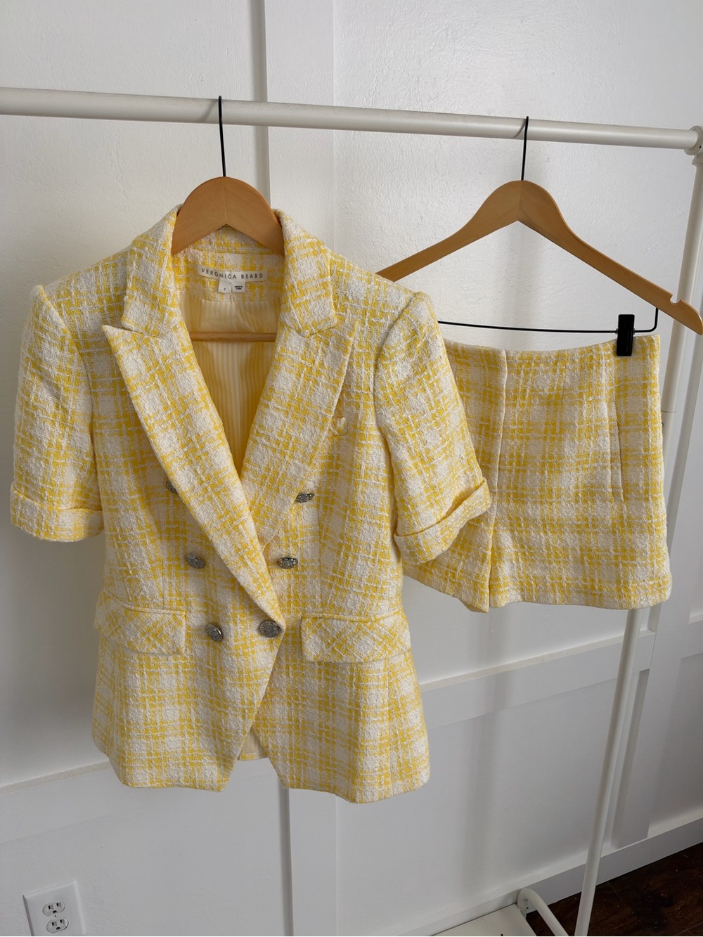 Veronica Beard Jenny Yellow Tweed Dickey Jacket & Shorts Set
